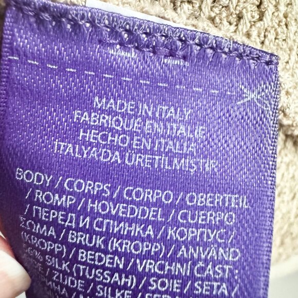 Ralph LAuren Purple Label Silk Blend Camel Beige Cardigan M - Picture 5 of 6